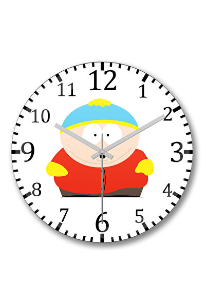 BASKI DÜNYASI ساعة حائط ساوث بارك إريك كارتمان من الزجاج الحقيقي المنحني