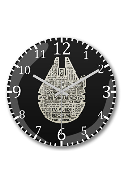 BASKI DÜNYASI ساعة حائط ستار وورز ميلينيوم فالكون من الزجاج الحقيقي المنحني