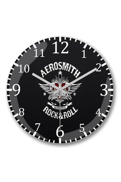 BASKI DÜNYASI ساعة حائط إيروسميث من الزجاج الحقيقي المنحني