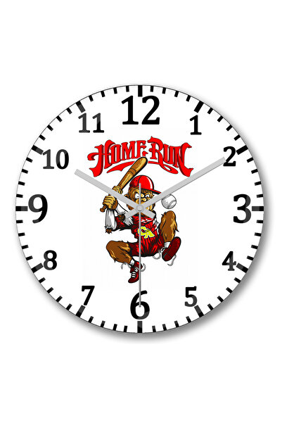 BASKI DÜNYASI ساعة حائط بيسبول قرد من الزجاج الحقيقي المنحني