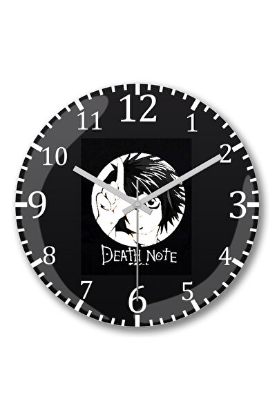 BASKI DÜNYASI مذكرة الموت L Ryuzaki ساعة حائط من الزجاج الحقيقي المنحني