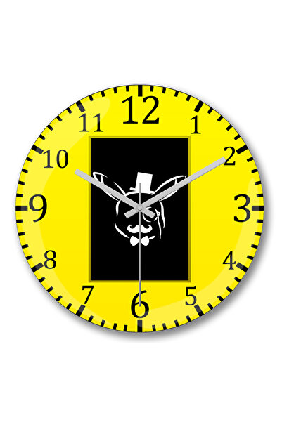 BASKI DÜNYASI ساعة حائط بيكاتشو جنتل بلاك من الزجاج الحقيقي المنحني