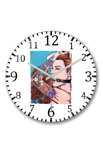 BASKI DÜNYASI ساعة حائط Ballgag من الزجاج الحقيقي المنحني