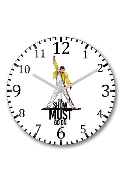 BASKI DÜNYASI ساعة حائط كوين فريدي ميركوري من الزجاج الحقيقي المنحني