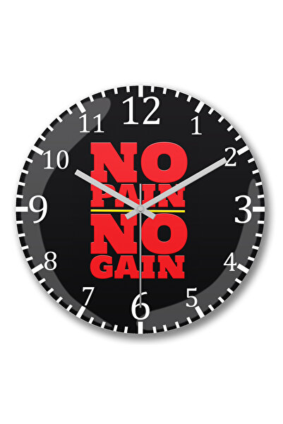 BASKI DÜNYASI Ceas de perete No Pain No Gain 2 din sticlă autentică bombată