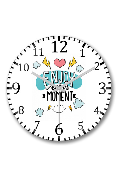 BASKI DÜNYASI Znn استمتع بكل لحظة ساعة الحائط المنحنية من الزجاج الحقيقي