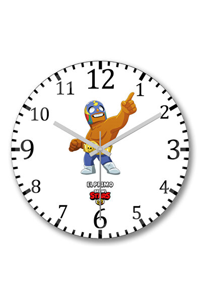 BASKI DÜNYASI Ceas de perete Brawl Stars El Primo din sticlă autentică bombată