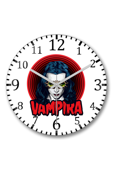 BASKI DÜNYASI Ρολόι τοίχου Vampira Bow Down to Varpir με κυρτό γυαλί από αληθ...