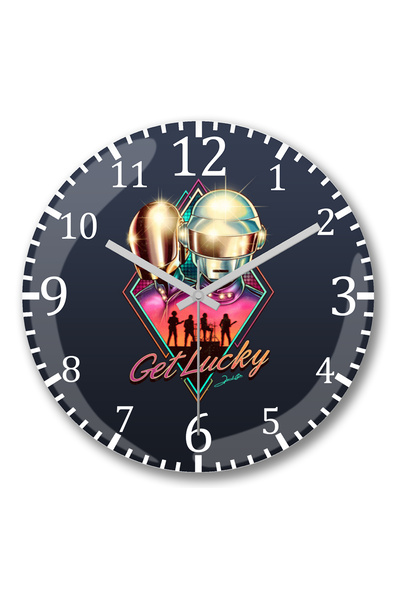 BASKI DÜNYASI ساعة حائط من الزجاج الحقيقي المنحني من فيلم Daft Punk Get Lucky