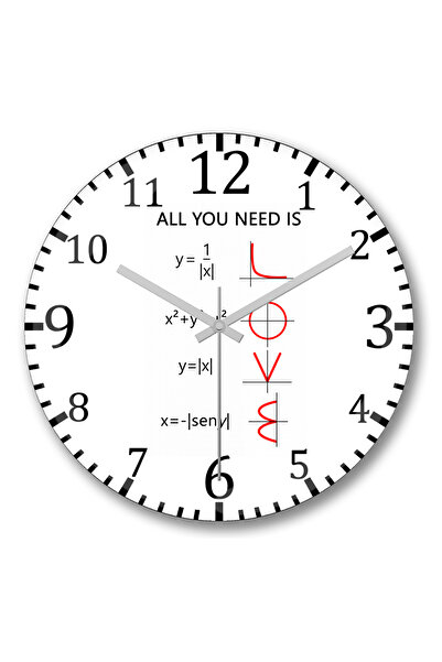 BASKI DÜNYASI Ceas de perete Love Matematica din sticlă autentică bombată