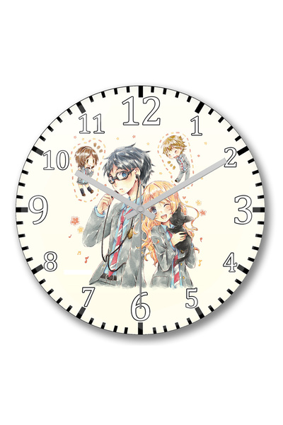BASKI DÜNYASI ساعة حائط Shigatsu Wa Kimi No Uso من الزجاج الحقيقي المنحني