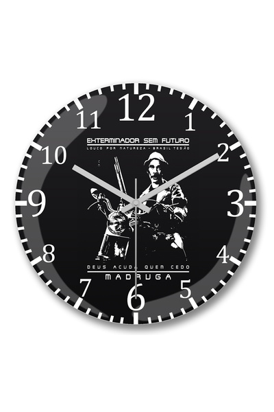 BASKI DÜNYASI ساعة حائط Seu Madruga Exterminador من الزجاج الحقيقي المنحني