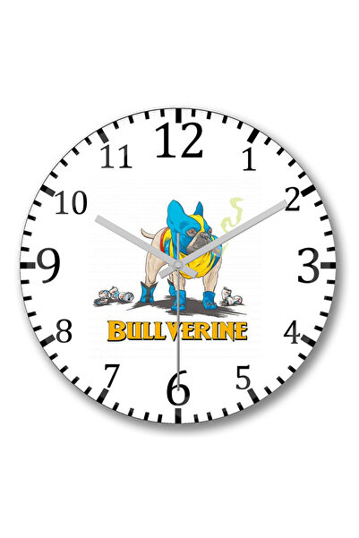 BASKI DÜNYASI Ceas de perete pentru câine Bullverine Pug din sticlă autentică...