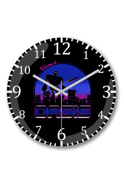 BASKI DÜNYASI مرحبًا بكم في ساعة حائط الواحة المصنوعة من الزجاج الحقيقي