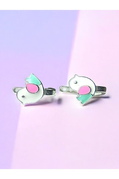 LITTLELUXE Minik Kuş Motifli 925 Ayar Gümüş Kız Çocuk Küpesi, Gümüş Kız Bebek Küpesi