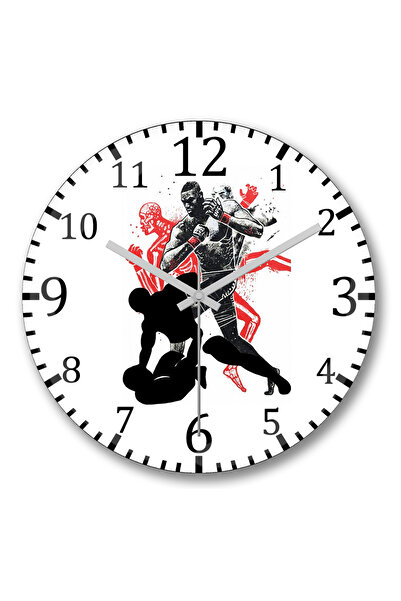 BASKI DÜNYASI ساعة حائط Mma للفنون القتالية المختلطة من الزجاج الحقيقي المنحني