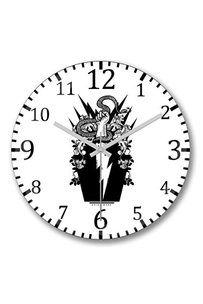 BASKI DÜNYASI ساعة حائط بشعار الثعابين من الزجاج الحقيقي المنحني