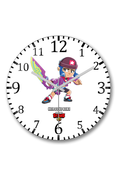 BASKI DÜNYASI Ceas de perete Brawl Stars Heroine Bibi din sticlă autentică bombată