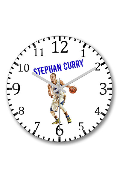 BASKI DÜNYASI ساعة حائط ستيفن كاري من الزجاج الحقيقي المنحني