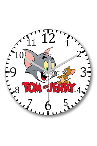 BASKI DÜNYASI Ceas de perete Tom și Jerry din sticlă autentică bombată