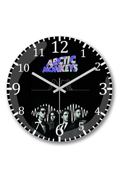 BASKI DÜNYASI ساعة حائط قرود القطب الشمالي من الزجاج الحقيقي المنحني