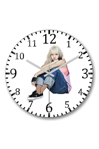 BASKI DÜNYASI ساعة حائط ليزا بلاكبينك من الزجاج الحقيقي المنحني