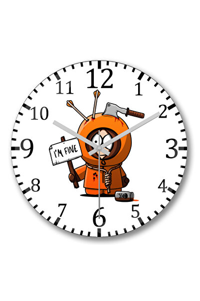 BASKI DÜNYASI ساعة حائط Kenny I'm Fine من الزجاج الحقيقي المنحني