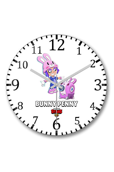 BASKI DÜNYASI Ceas de perete Brawl Stars Bunny Penny din sticlă autentică bom...