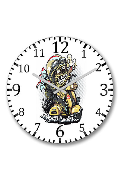 BASKI DÜNYASI دراجة نارية فاسق ساعة الحائط منحني الزجاج الحقيقي