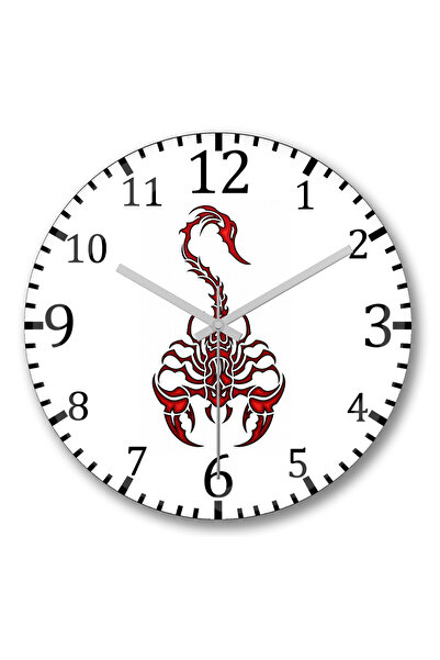 BASKI DÜNYASI ساعة حائط إسكوربيون حمراء من الزجاج الحقيقي المنحني