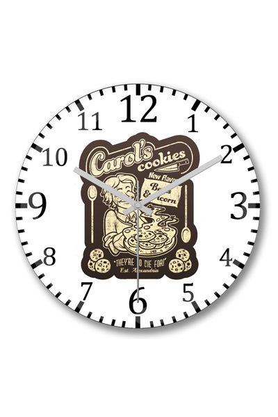 BASKI DÜNYASI Ceas de perete Carol's Cookies din sticlă autentică bombată