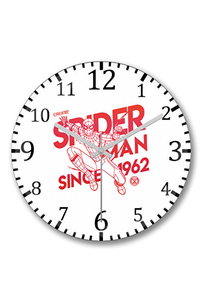 BASKI DÜNYASI ساعة حائط سبايدر مان منذ عام 1962 من الزجاج الحقيقي المنحني