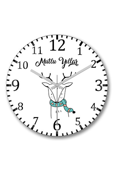 BASKI DÜNYASI Ceas de perete cu mulțumire de Anul Nou cu un cerb drăguț din s...