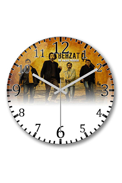 BASKI DÜNYASI ساعة حائط Behzat C من الزجاج الحقيقي المنحني