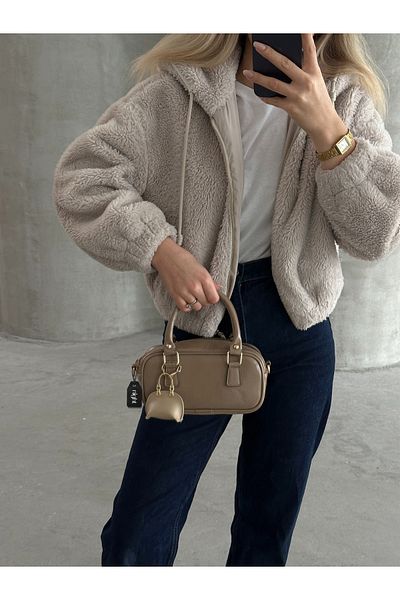 Night Geantă de mână și de umăr pentru femei model Bonnie Dark Mink cu cadou farmec