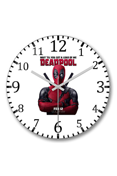 BASKI DÜNYASI ساعة حائط ديدبول أنا كندي من الزجاج الحقيقي المنحني