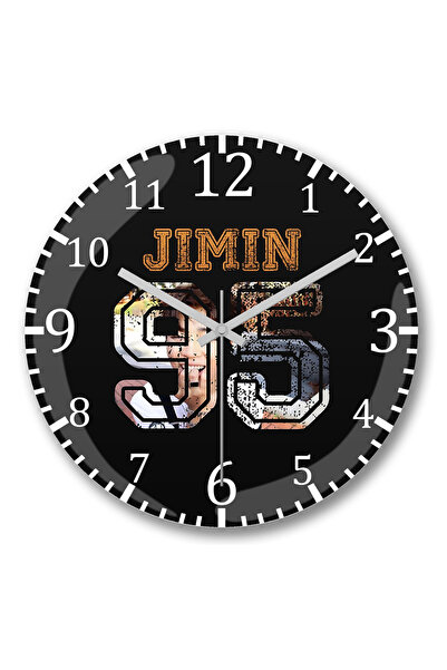 BASKI DÜNYASI ساعة حائط BTS Jimin من الزجاج الحقيقي المنحني