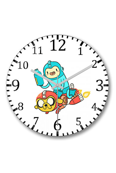 BASKI DÜNYASI ساعة حائط Hora de Aventura Megaman من الزجاج الحقيقي المنحني