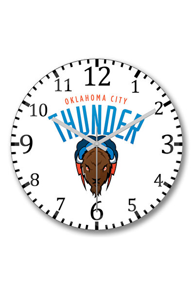 BASKI DÜNYASI Ceas de perete Oklahoma City Thunder din sticlă autentică bombată