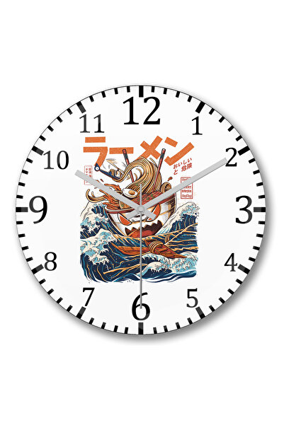 BASKI DÜNYASI ساعة حائط رامين العظيمة من كاناغاوا من الزجاج الحقيقي المنحني