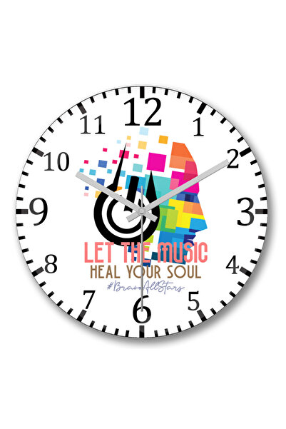 BASKI DÜNYASI ساعة حائط الطباعة الغنائية من الزجاج الحقيقي المنحني