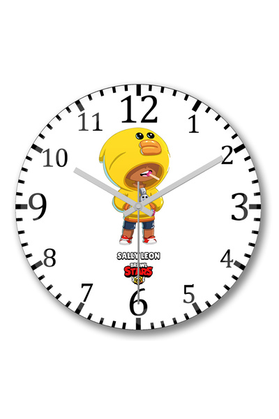 BASKI DÜNYASI ساعة حائط براول ستارز سالي ليون من الزجاج الحقيقي المنحني
