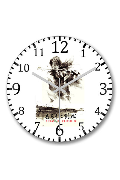 BASKI DÜNYASI Ceas de perete Rurouni Kenshin Samurai din sticlă de veritabilă sticlă