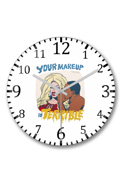 BASKI DÜNYASI Ceas de perete pentru machiaj din sticlă autentică bombată