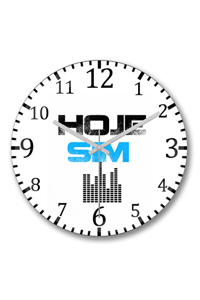 BASKI DÜNYASI ساعة حائط Hoje Sim من الزجاج الحقيقي المنحني