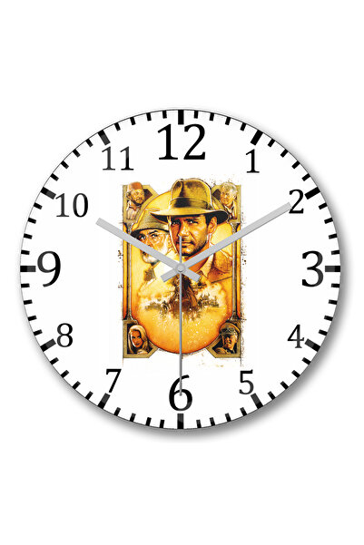 BASKI DÜNYASI ساعة حائط إندي جونز من الزجاج الحقيقي المنحني