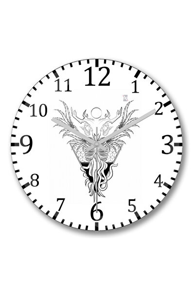 BASKI DÜNYASI Ceas de perete Skull Devil Branca din sticlă autentică bombată