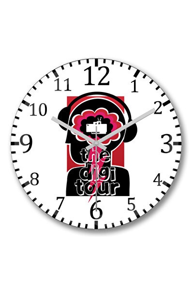 BASKI DÜNYASI Ceas de perete cu logo Digi Tour din sticlă autentică bombată