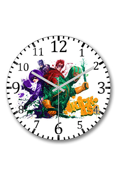 BASKI DÜNYASI ساعة حائط Kick Ass 2 من الزجاج الحقيقي المنحني