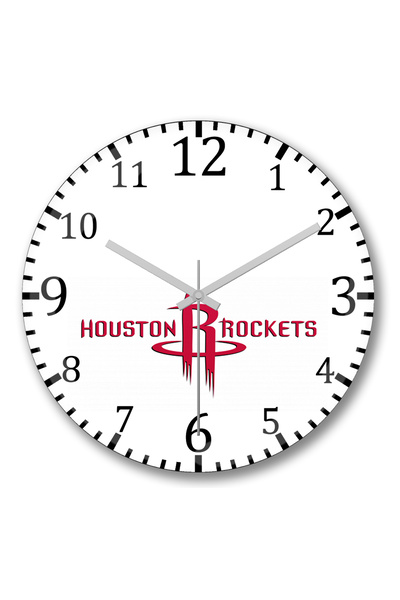 BASKI DÜNYASI ساعة حائط هيوستن روكتس من الزجاج الحقيقي المنحني
